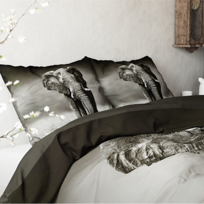 Sengesæt Elegant Elephant Anthracite i ren bomuld fra MyTrendyHome.dk