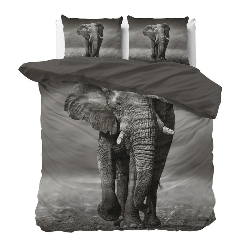 Sengesæt Elegant Elephant Anthracite i ren bomuld fra MyTrendyHome.dk