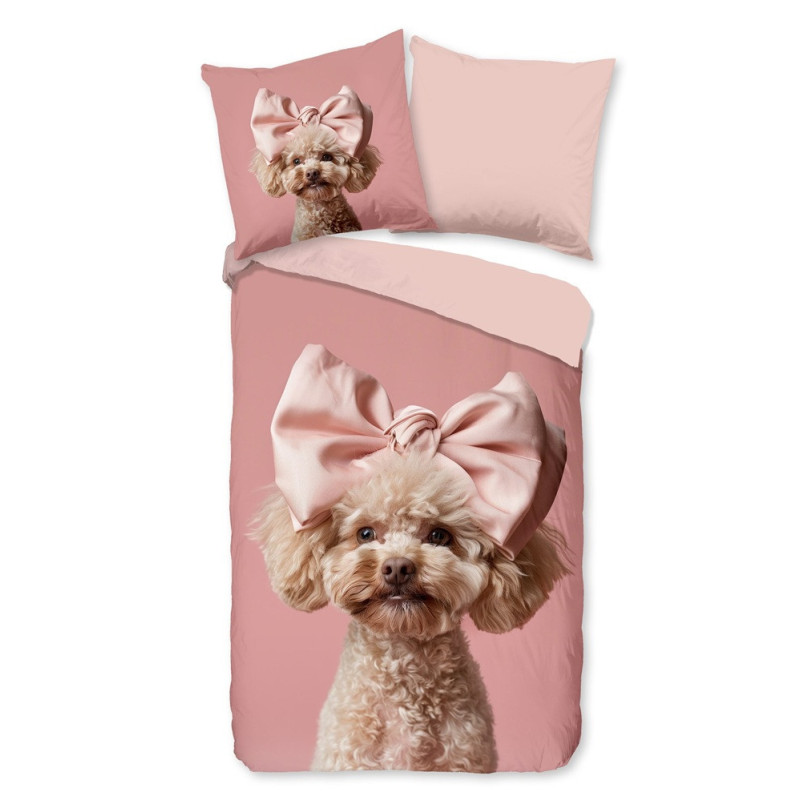 Børnesengetøj Roxy i 100% bomuld med 3D sød hund fra MyTrendyHome.dk