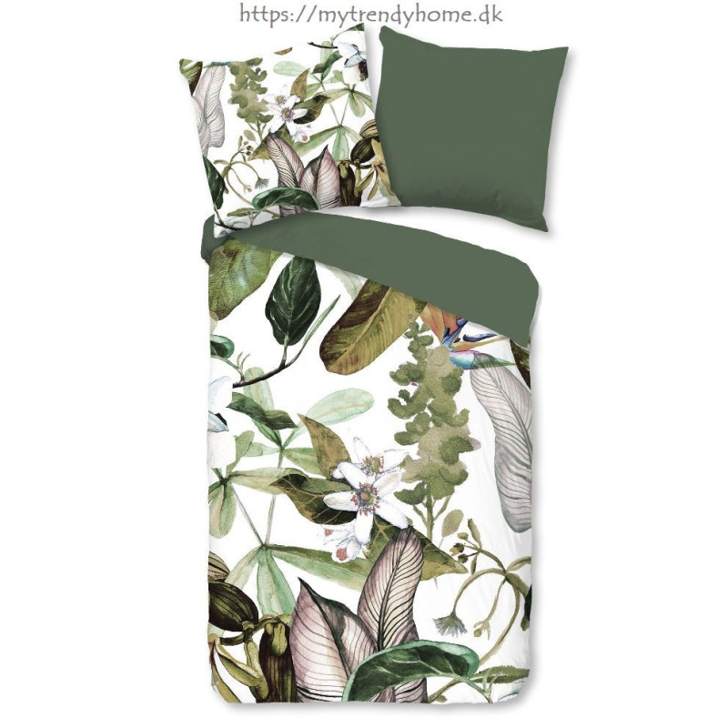 Flonel sengesæt Leaves and Flowers i 100% bomuld fra MyTrendyHome.dk