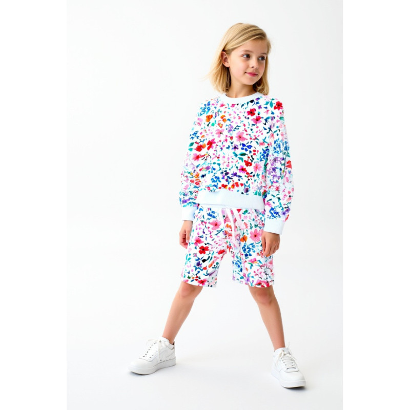 Floral sæt - Sweatshirt + Shorts i 100% Bomuld fra Tom&Lisa