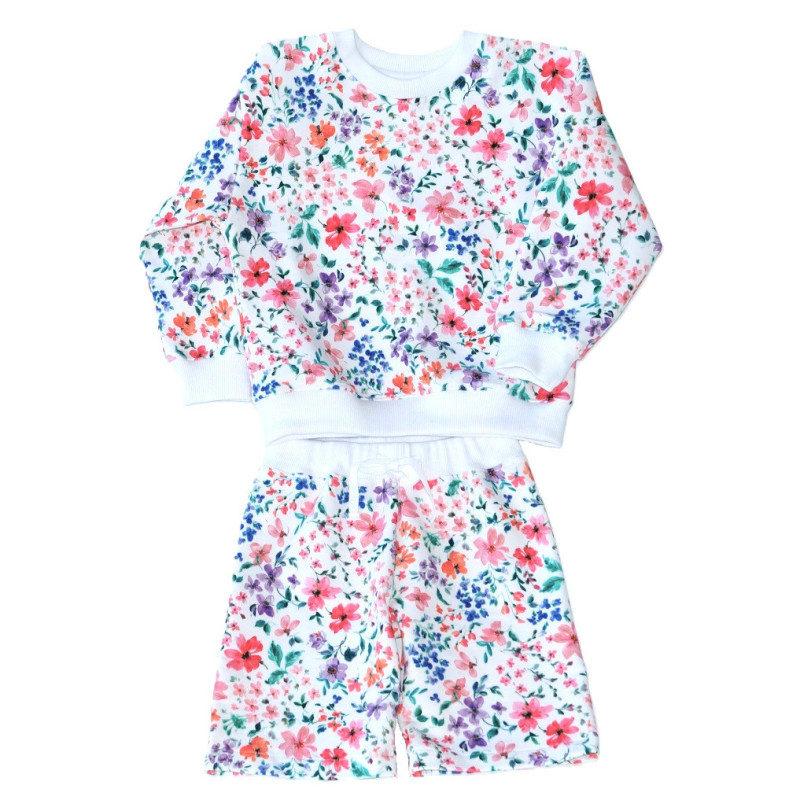 Floral sæt - Sweatshirt + Shorts i 100% Bomuld fra Tom&Lisa