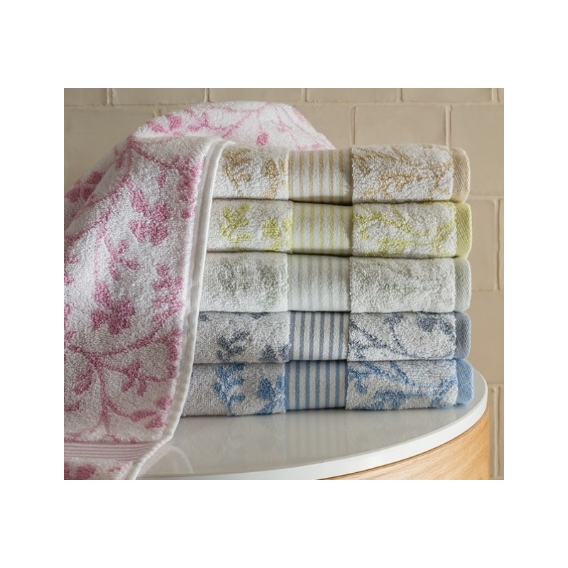 Bomulds håndklæde med vintage pink flora mønster fra MytrendyHome.dk