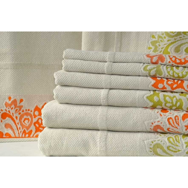 Jacquard frotté håndklæde Frontera orange fra MyTrendyHome.dk