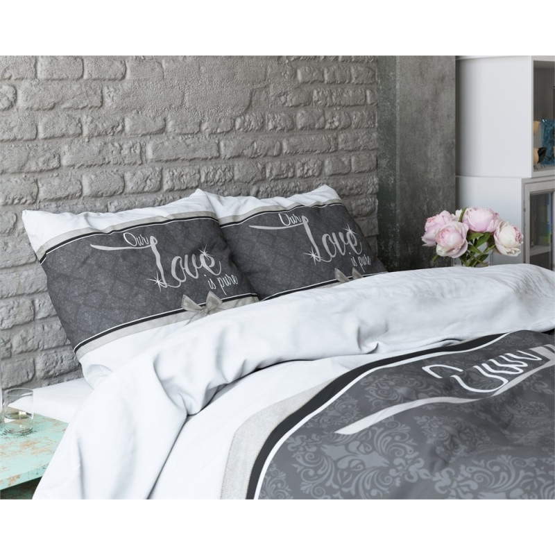 Sengesæt Pure Love White med Sløjfe og  Love på fra MyTrendyHome.dk