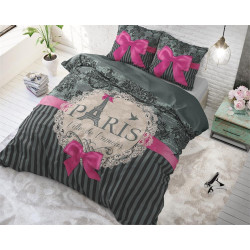 Sengesæt I Love Paris Pink med romantisk mønster fra MyTrendyHome.dk