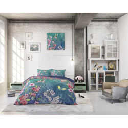 Sengetøj Brenda Blue med kolibri og mandalas ornament i tyrkis farver fra MyTrendyHome.dk