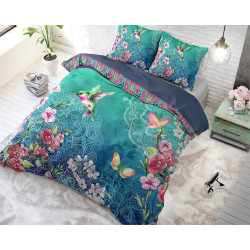Sengetøj Brenda Blue med kolibri og mandalas ornament i tyrkis farver fra MyTrendyHome.dk