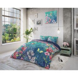 Sengetøj Brenda Blue med kolibri og mandalas ornament i tyrkis farver fra MyTrendyHome.dk