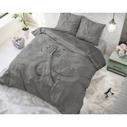 Sengesæt Mr and Mrs Knitted Anthracite 100% bomuld fra MyTrendyHome.dk