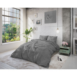 Sengesæt Mr and Mrs Knitted Anthracite 100% bomuld fra MyTrendyHome.dk