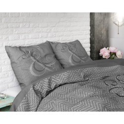 Sengesæt Mr and Mrs Knitted Anthracite 100% bomuld fra MyTrendyHome.dk