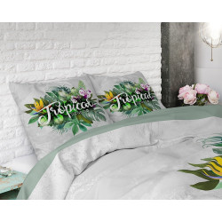 Bedlinen  TROPICAL DREAMS GREEN med blomster fra MyTrendyHome.dk
