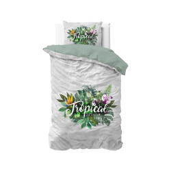Bedlinen  TROPICAL DREAMS GREEN med blomster fra MyTrendyHome.dk