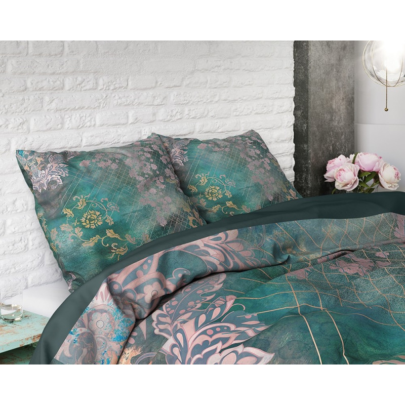 Bomulds sengetøj TIRAN FLOWER GREEN i fresk farver fra MyTrendyHome.dk