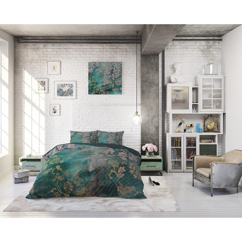Bomulds sengetøj TIRAN FLOWER GREEN i fresk farver fra MyTrendyHome.dk