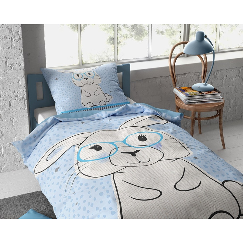 Børnesengetøj Rabbit Blue med søde kanin fra MyTrendyHome.dk