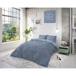 Sengesæt Always Kiss me Blue i 100% bomuld fra MyTrendyHome.dk