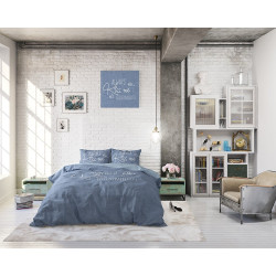 Sengesæt Always Kiss me Blue i 100% bomuld fra MyTrendyHome.dk