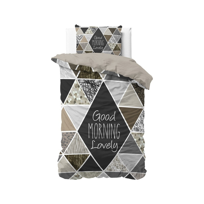 Bomuld sengetøj Crazy Morning Taupe fra MyTrendyHome.dk