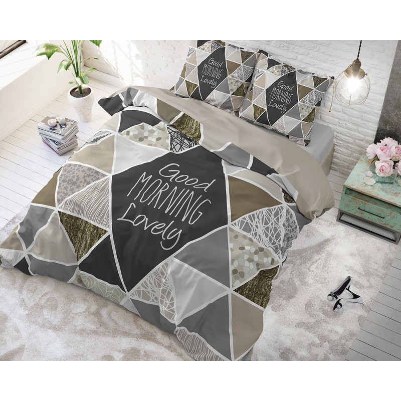 Bomuld sengetøj Crazy Morning Taupe fra MyTrendyHome.dk