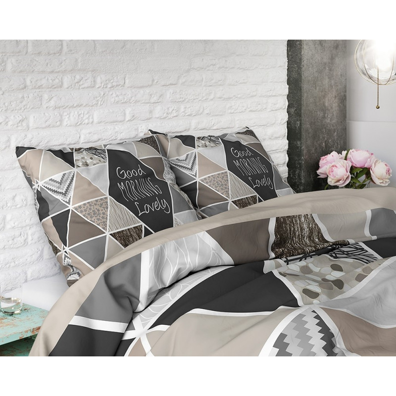 Bomuld sengetøj Crazy Morning Taupe fra MyTrendyHome.dk