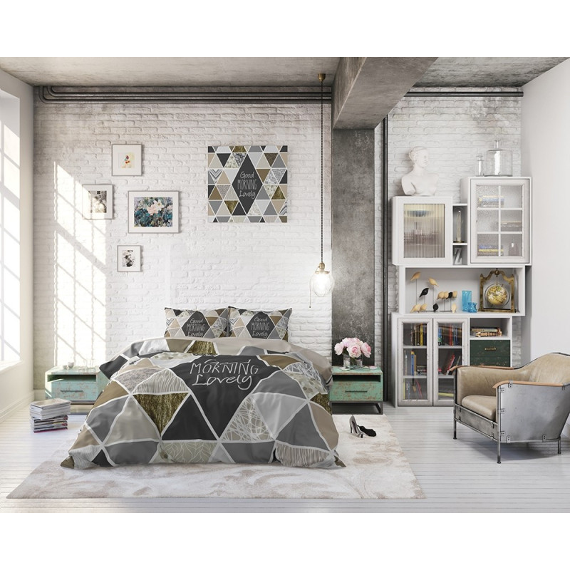 Bomuld sengetøj Crazy Morning Taupe fra MyTrendyHome.dk
