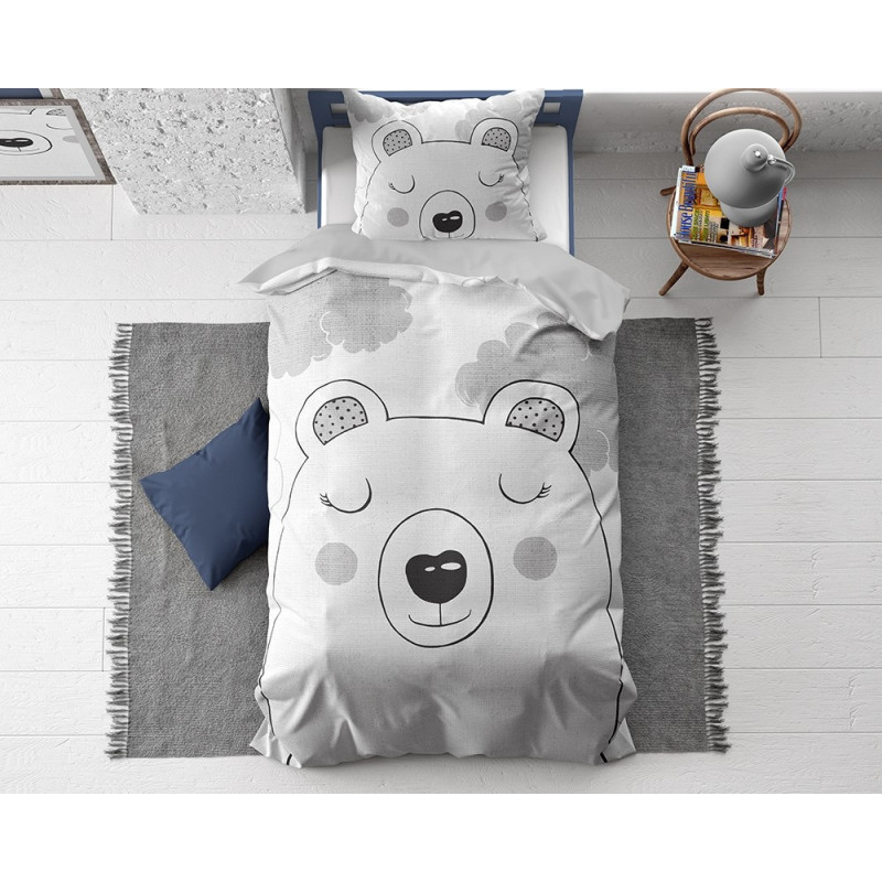 Børnesengetøj SWEET BEAR GREY med bære fra MyTrendyHome.dk
