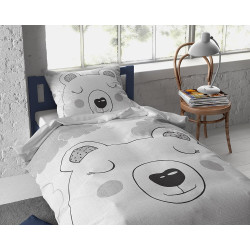 Børnesengetøj SWEET BEAR GREY med bære fra MyTrendyHome.dk