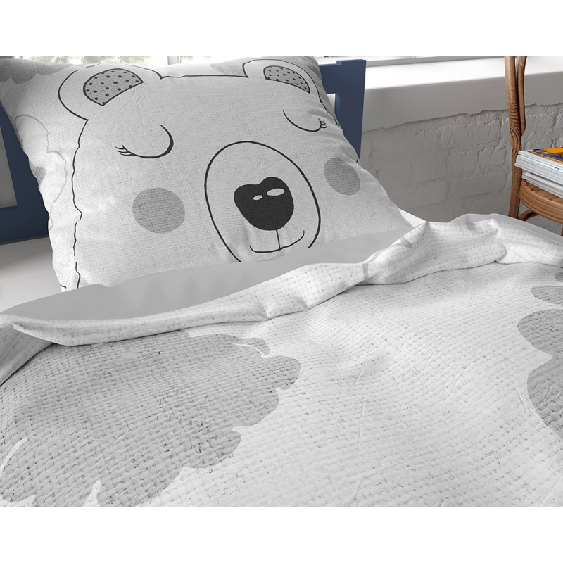 Børnesengetøj SWEET BEAR GREY med bære fra MyTrendyHome.dk