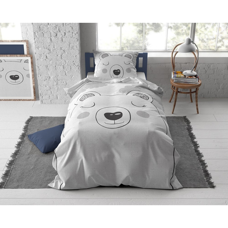 Børnesengetøj SWEET BEAR GREY med bære fra MyTrendyHome.dk