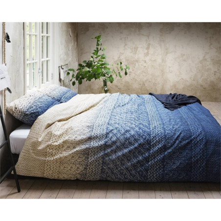 Sengesæt Indigo Knit Blue 100% bomuld-satin fra MyTrendyHome.dk