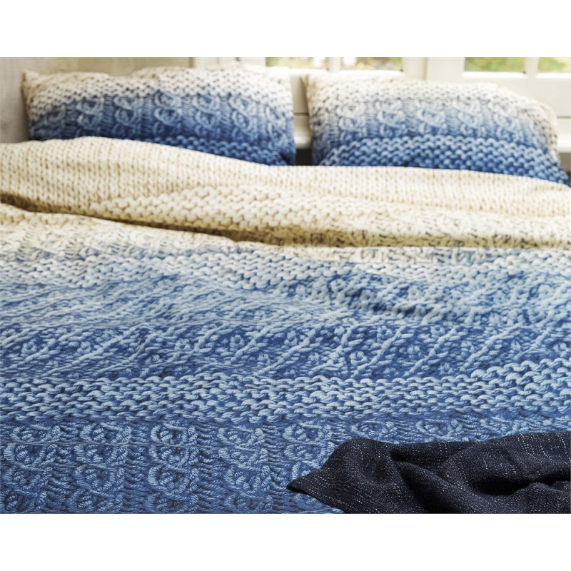 Sengesæt Indigo Knit Blue 100% bomuld-satin  fra MyTrendyHome.dk