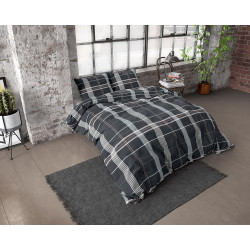 Flonel sengesæt Bruce Taupe med ternet mønster fra MytrendyHome.dk