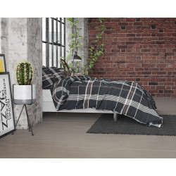 Flonel sengesæt Bruce Taupe med ternet mønster fra MytrendyHome.dk