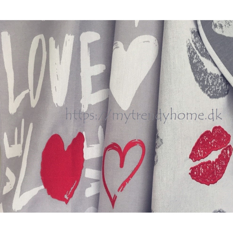 Bomulds jacquard viskestykker LOVE med broderi fra MyTrendyHome.dk