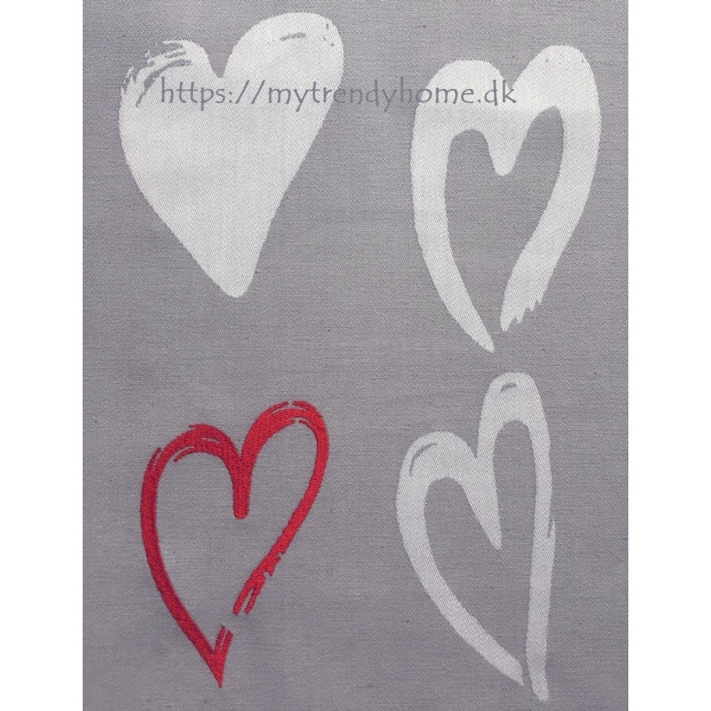 Bomulds jacquard viskestykker LOVE med broderi fra MyTrendyHome.dk