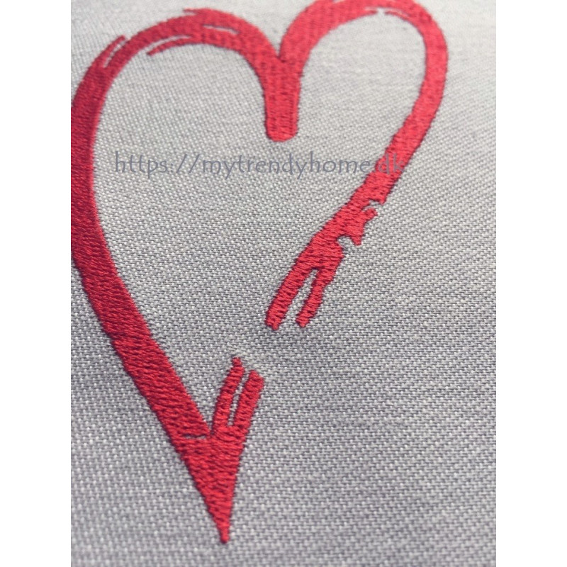 Bomulds jacquard viskestykker LOVE med broderi fra MyTrendyHome.dk