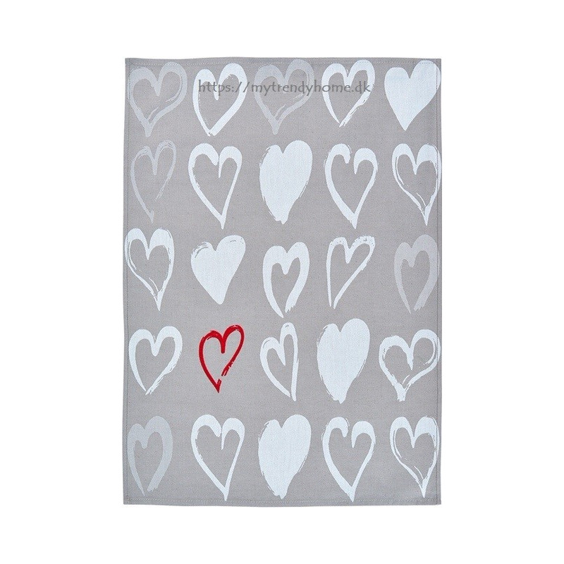 Bomulds jacquard viskestykker LOVE med broderi fra MyTrendyHome.dk