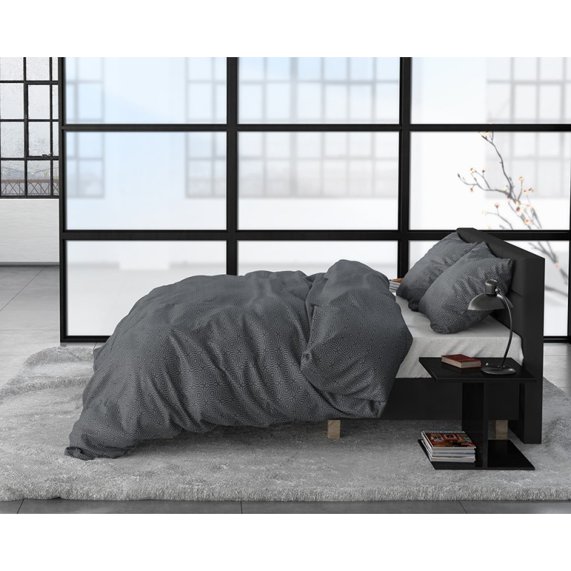 Flonel sengesæt Jason Anthracite med cirkel mønster fra MyTrendyHome.dk