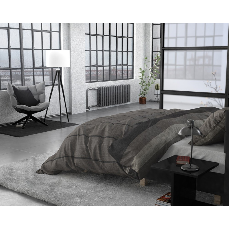 Flonel sengesæt Kees Taupe med stribet mønster fra MyTrendyHome.dk