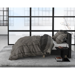 Flonel sengesæt Kees Taupe med stribet mønster fra MyTrendyHome.dk