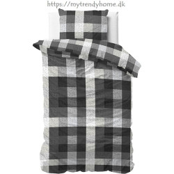 Flonel sengesæt Steef Anthracite med skakcelle på fra MytrendyHome.dk