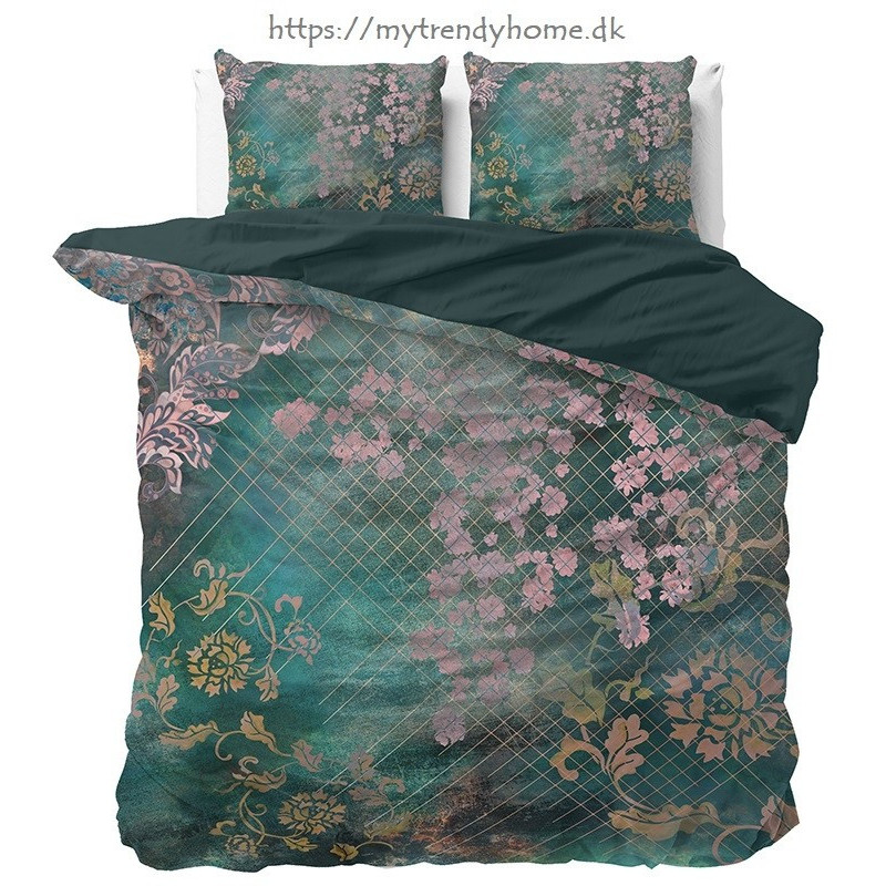 Bomulds sengetøj TIRAN FLOWER GREEN i fresk farver fra MyTrendyHome.dk