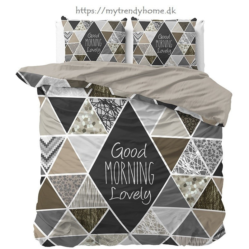Bomuld sengetøj Crazy Morning Taupe fra MyTrendyHome.dk